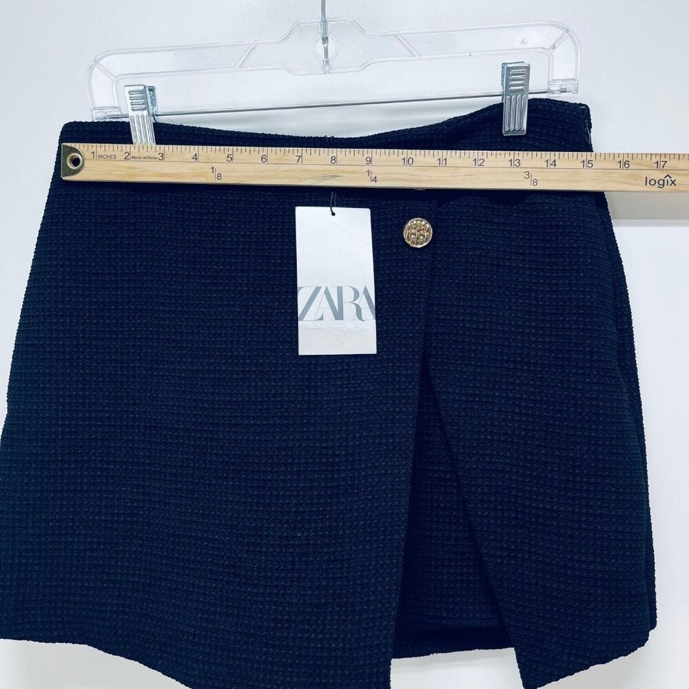 Zara Mini Skirt Size L Women’s Pull On Polyester Black New - Picture 4 of 11